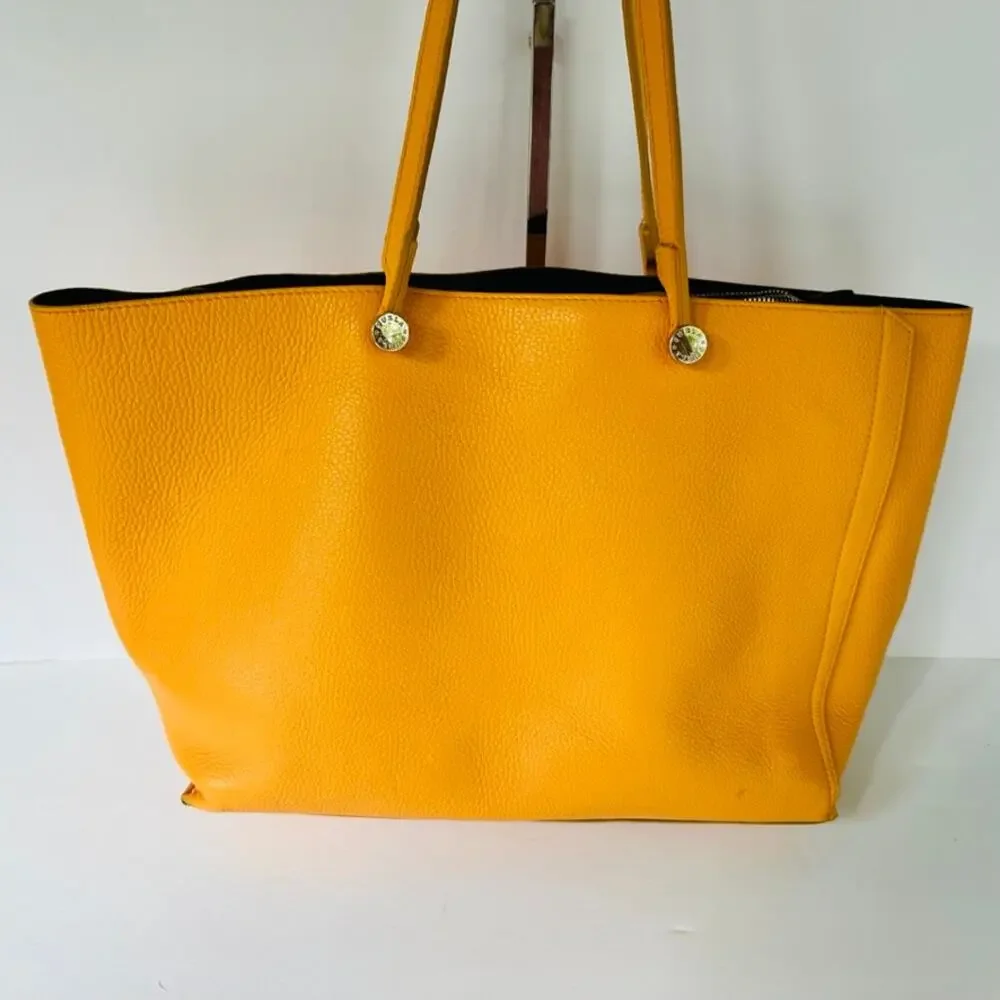 FURLA Eden Medium East West Tote Bag Mandarin Orange Pebbled Top Handle